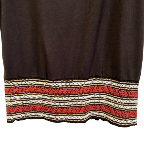 VINTAGE INSPIRED Y2K WEAVERS Brown Top Colorful Striped Smocked Drop Waist Med - Picture 5 of 8